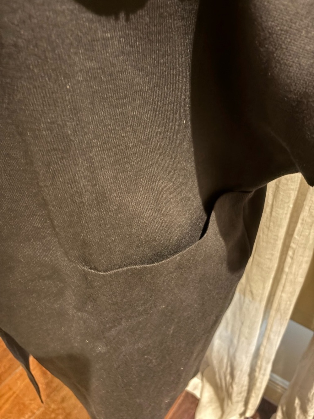 Nordstrom Black Draped Open-Front Short-Sleeve Cardigan - Picture 3 of 4